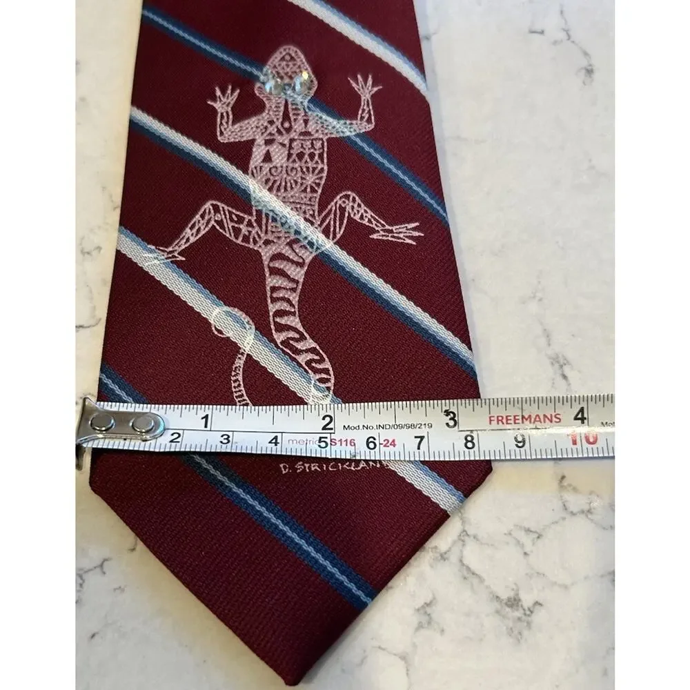 NEW KETCH Boy's Lizard Clip-on Tie Sz Large Stone Embellished Novelty Red Stripe